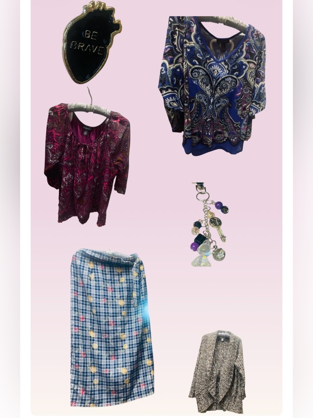 3X BUNDLE OPPORTUNITY ' Paisley Print Blouse - Blue, pink. sweater, skirt 2 acc